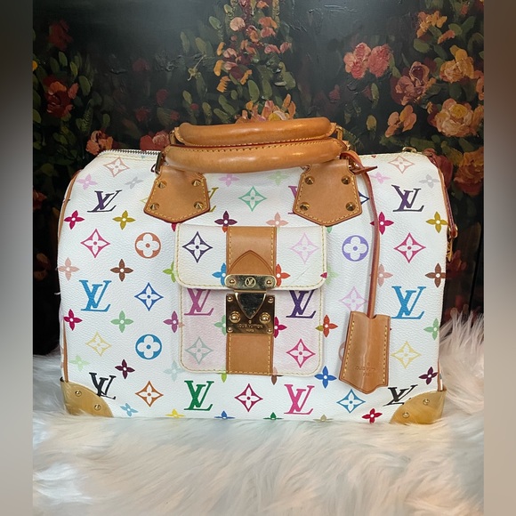 AUTHENTIC LOUIS VUITTON WHITE MULTICOLOR SPEEDY IN EXCELLENT CONDITION.. - Picture 1 of 10